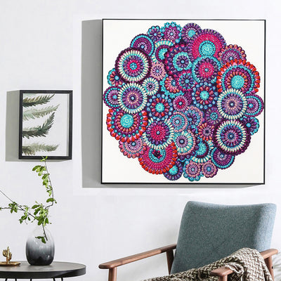 Red Bohemian Mandala Special Shaped Drills Diamond Painting