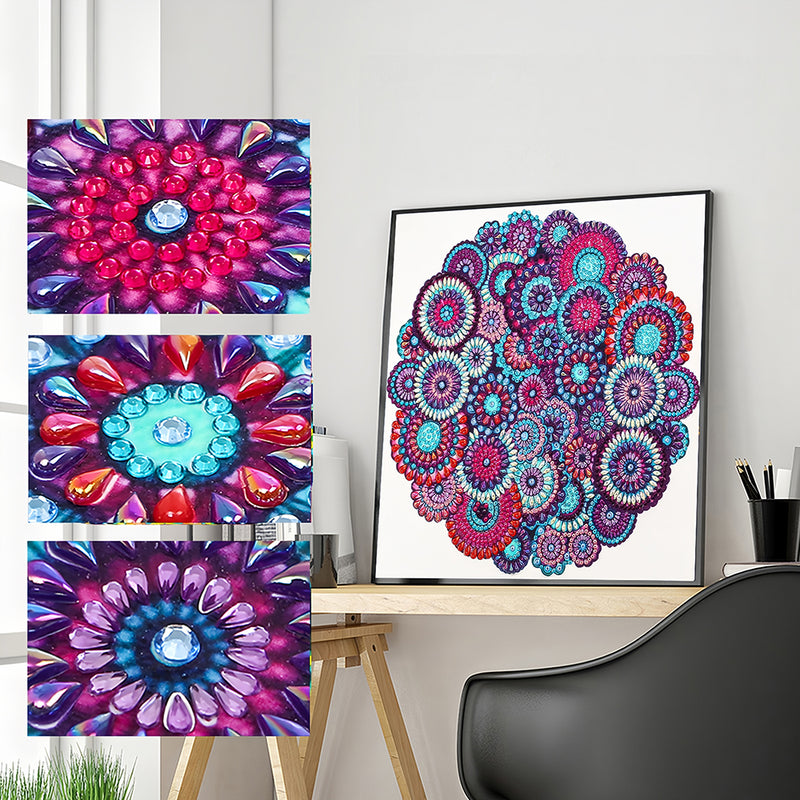 Red Bohemian Mandala Special Shaped Drills Diamond Painting