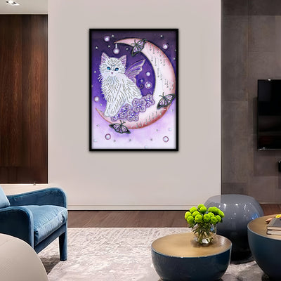 Butterfly Cat on the Moon Special Shaped Drills Diamond Painting