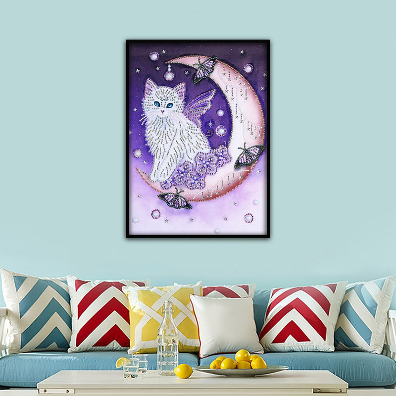 Butterfly Cat on the Moon Special Shaped Drills Diamond Painting