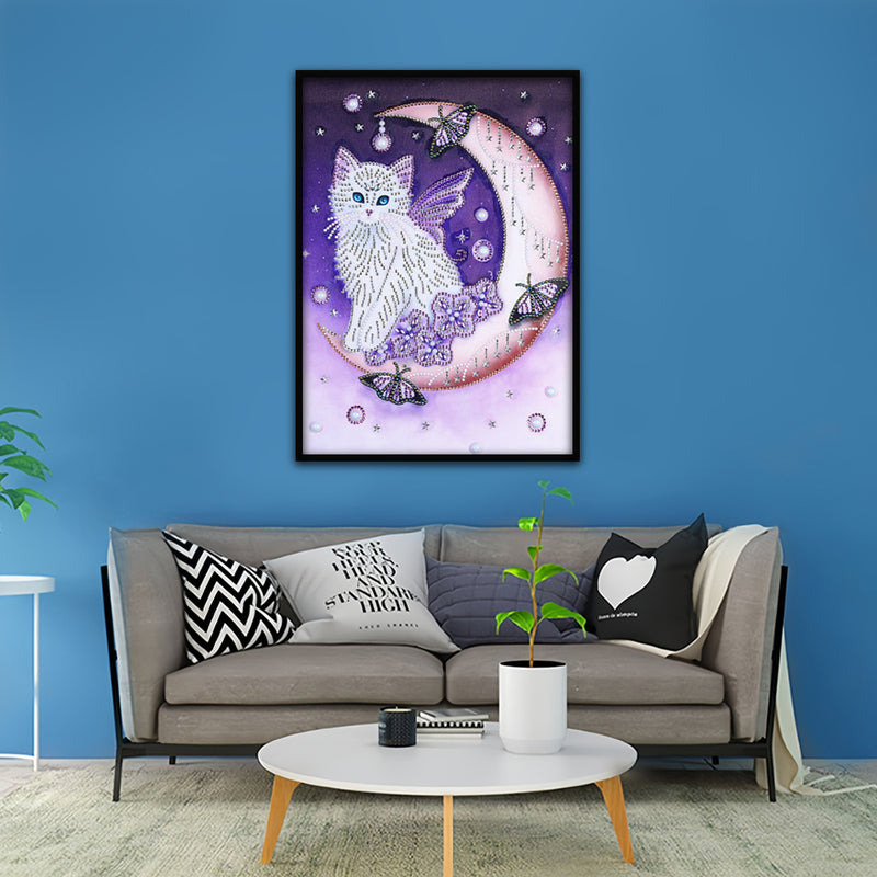 Butterfly Cat on the Moon Special Shaped Drills Diamond Painting