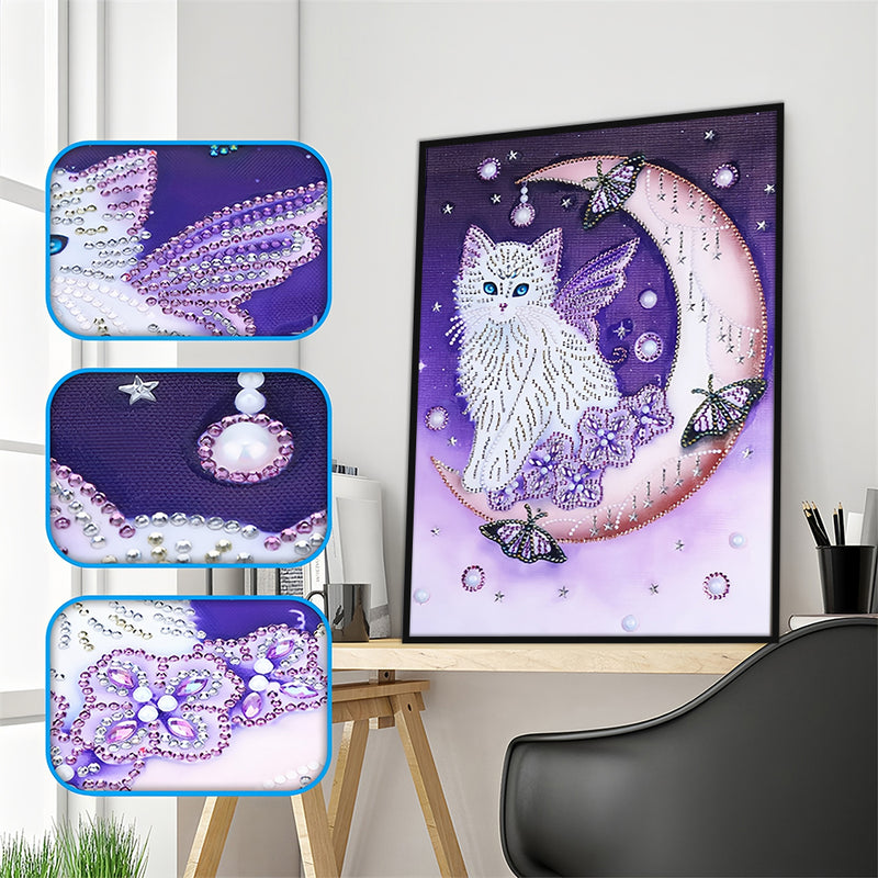 Butterfly Cat on the Moon Special Shaped Drills Diamond Painting