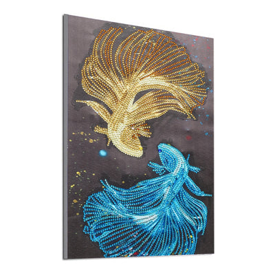 Golden and Blue Fish Special Shaped Drills Diamond Painting