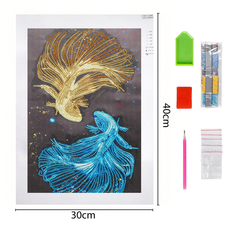 Golden and Blue Fish Special Shaped Drills Diamond Painting