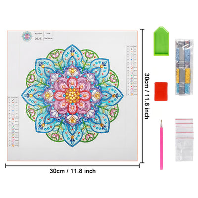 Green Mandala Flower Special Shaped Drills Diamond Painting