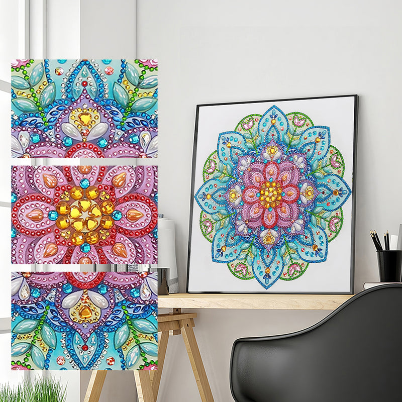 Green Mandala Flower Special Shaped Drills Diamond Painting