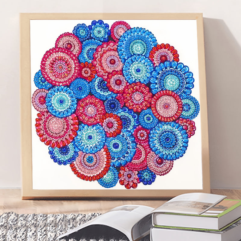 Red and Blue Bohemian Mandala Special Shaped Drills Diamond Painting