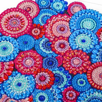 Red and Blue Bohemian Mandala Special Shaped Drills Diamond Painting