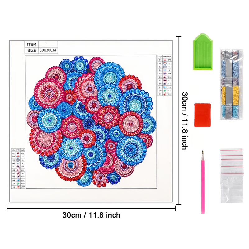 Red and Blue Bohemian Mandala Special Shaped Drills Diamond Painting