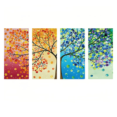 Colorful Four Seasons Tree 4 Pack Special Shaped Drills Diamond Painting