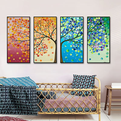 Colorful Four Seasons Tree 4 Pack Special Shaped Drills Diamond Painting