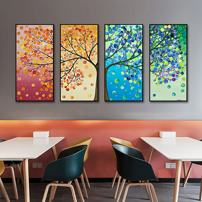 Colorful Four Seasons Tree 4 Pack Special Shaped Drills Diamond Painting