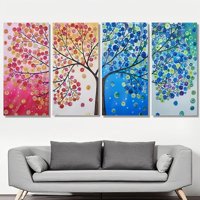 Colorful Four Seasons Tree 4 Pack Special Shaped Drills Diamond Painting