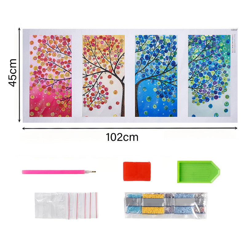 Colorful Four Seasons Tree 4 Pack Special Shaped Drills Diamond Painting