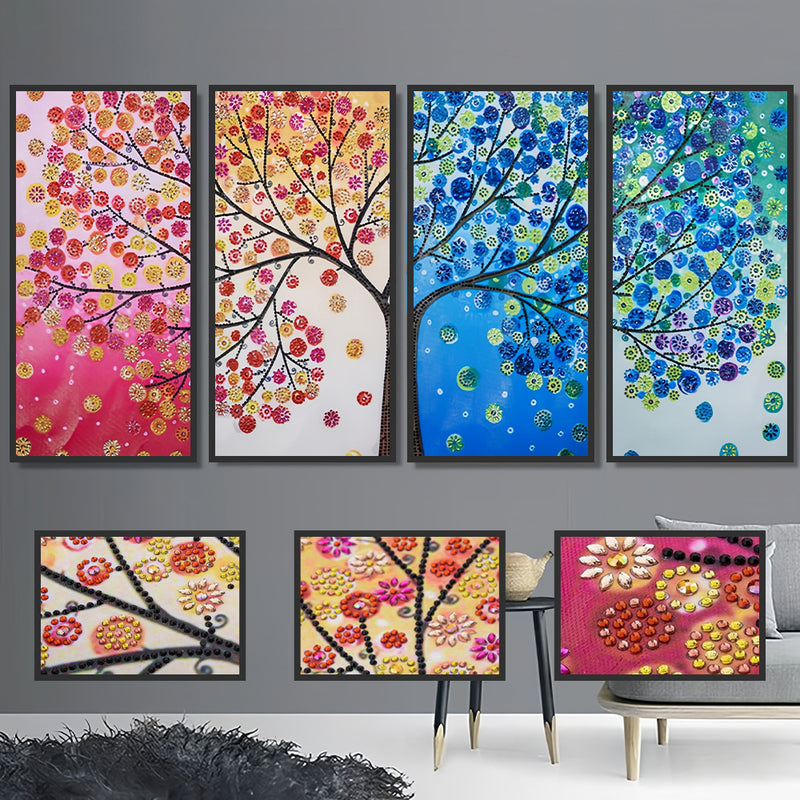 Colorful Four Seasons Tree 4 Pack Special Shaped Drills Diamond Painting