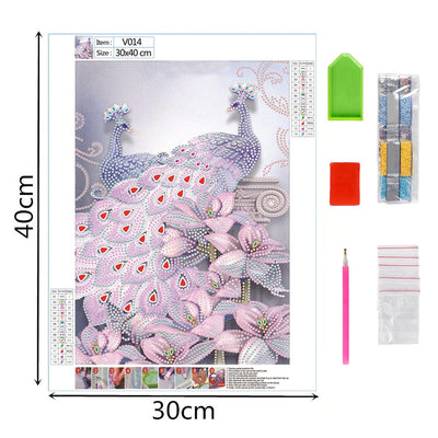 Peacock and Lily Special Shaped Drills Diamond Painting