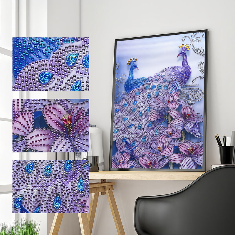 Peacock and Lily Special Shaped Drills Diamond Painting