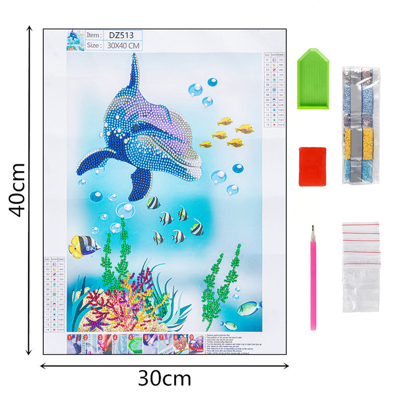 Cute Dolphin Special Shaped Drills Diamond Painting