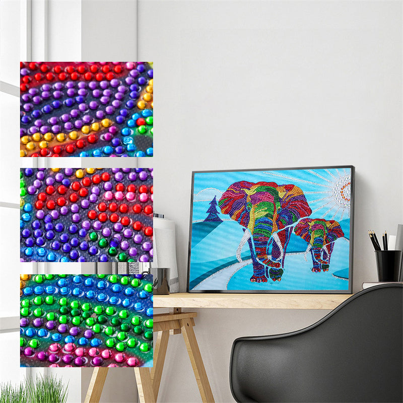 Elephant Mom and Baby Special Shaped Drills Diamond Painting