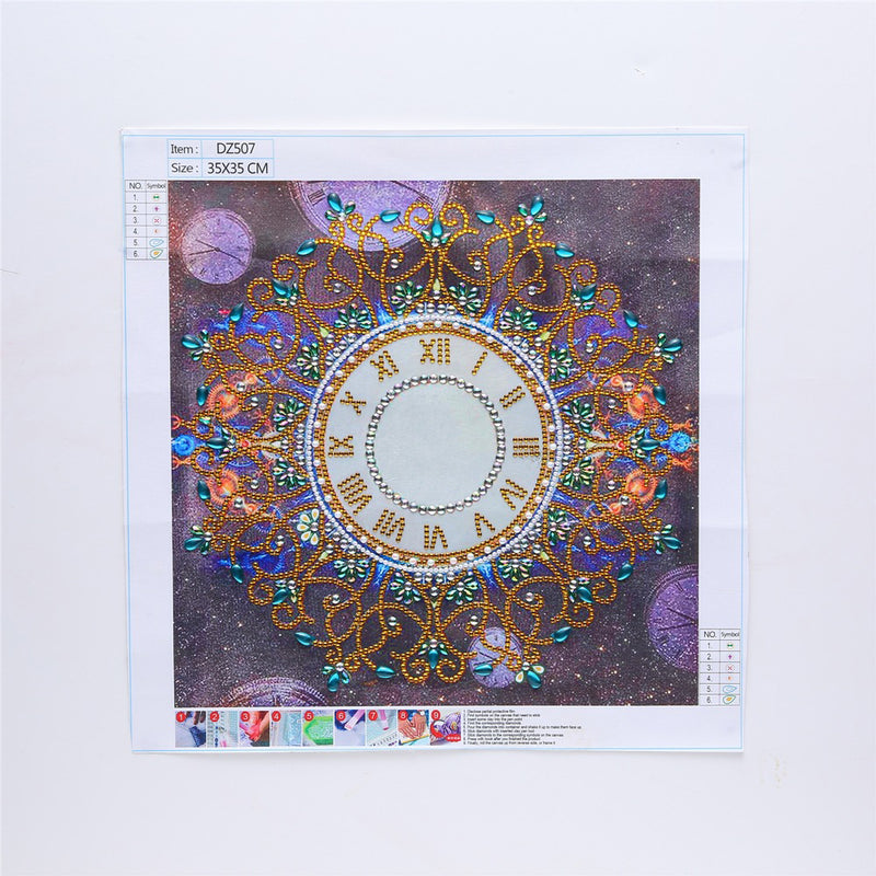 Golden Clock Mandala Special Shaped Drills Diamond Painting