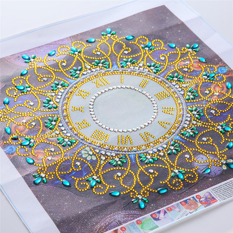 Golden Clock Mandala Special Shaped Drills Diamond Painting