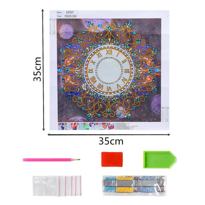 Golden Clock Mandala Special Shaped Drills Diamond Painting