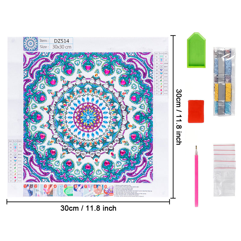 Blue and Purple Mandala Special Shaped Drills Diamond Painting