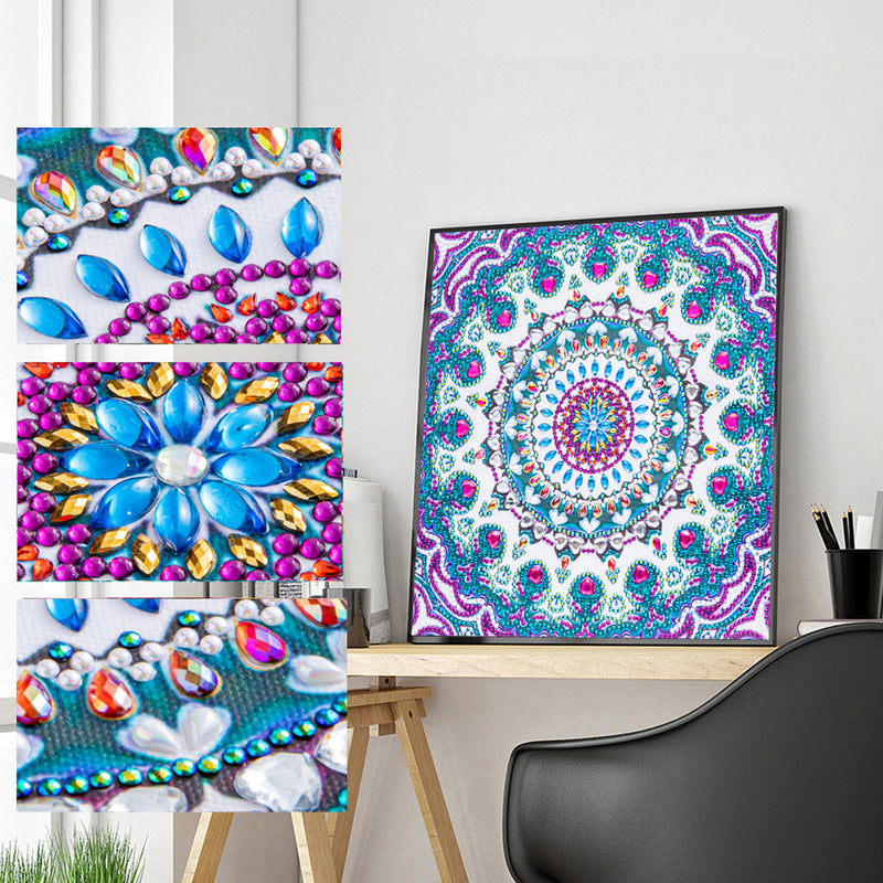 Blue and Purple Mandala Special Shaped Drills Diamond Painting