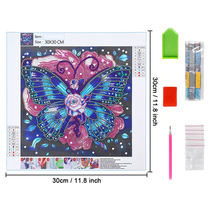 Butterfly on Flower Special Shaped Drills Diamond Painting