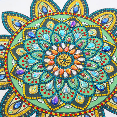 Yellow and Green Mandala Flower Special Shaped Drills Diamond Painting