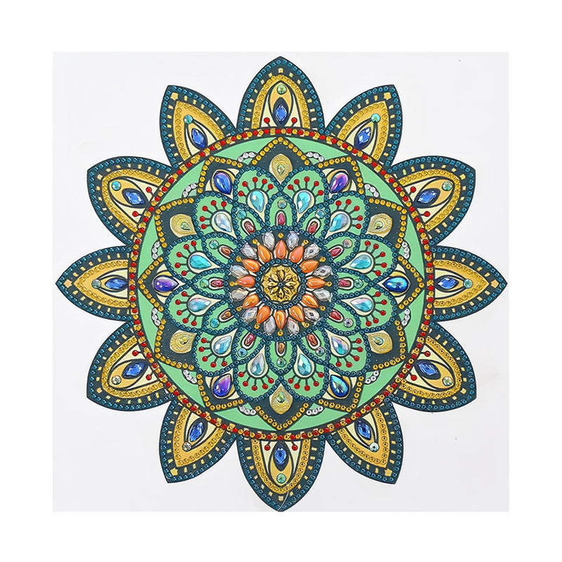 Yellow and Green Mandala Flower Special Shaped Drills Diamond Painting