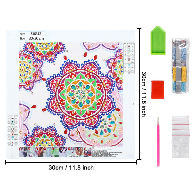 Red and Pink Mandala Special Shaped Drills Diamond Painting