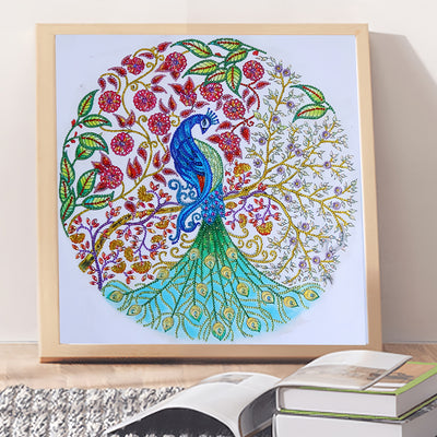 Peacock and Flower Tree Special Shaped Drills Diamond Painting