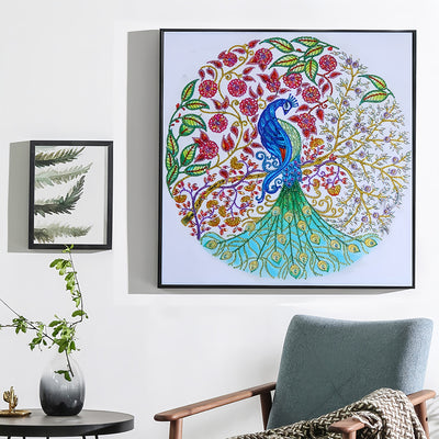 Peacock and Flower Tree Special Shaped Drills Diamond Painting