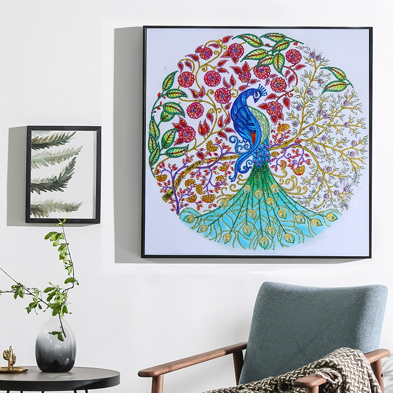 Peacock and Flower Tree Special Shaped Drills Diamond Painting