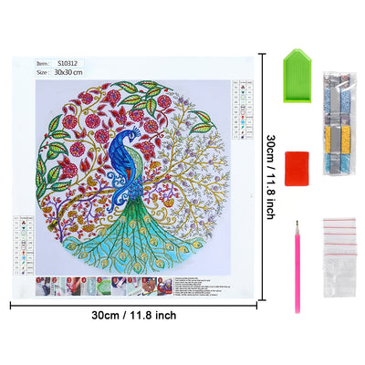 Peacock and Flower Tree Special Shaped Drills Diamond Painting