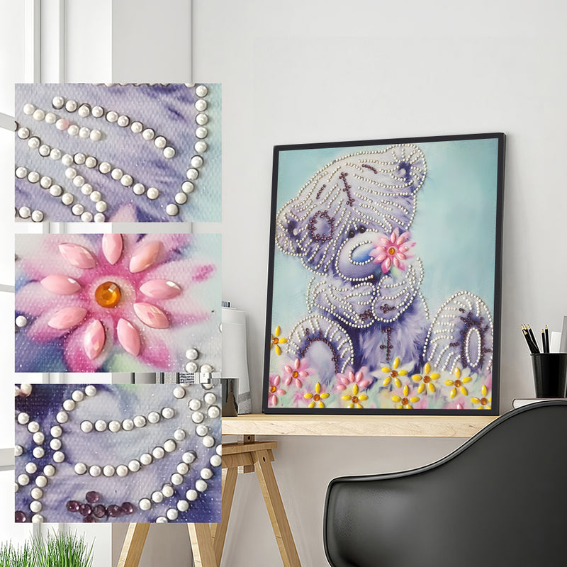 Bear and Daisy Special Shaped Drills Diamond Painting