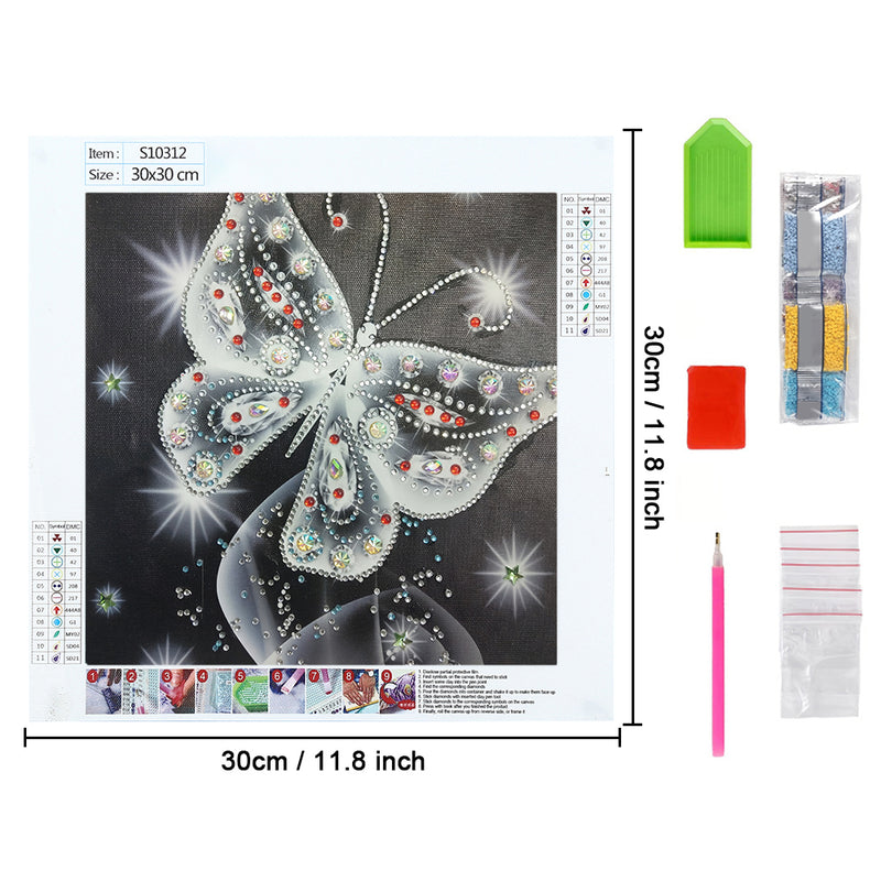 White Transparent Butterfly Special Shaped Drills Diamond Painting