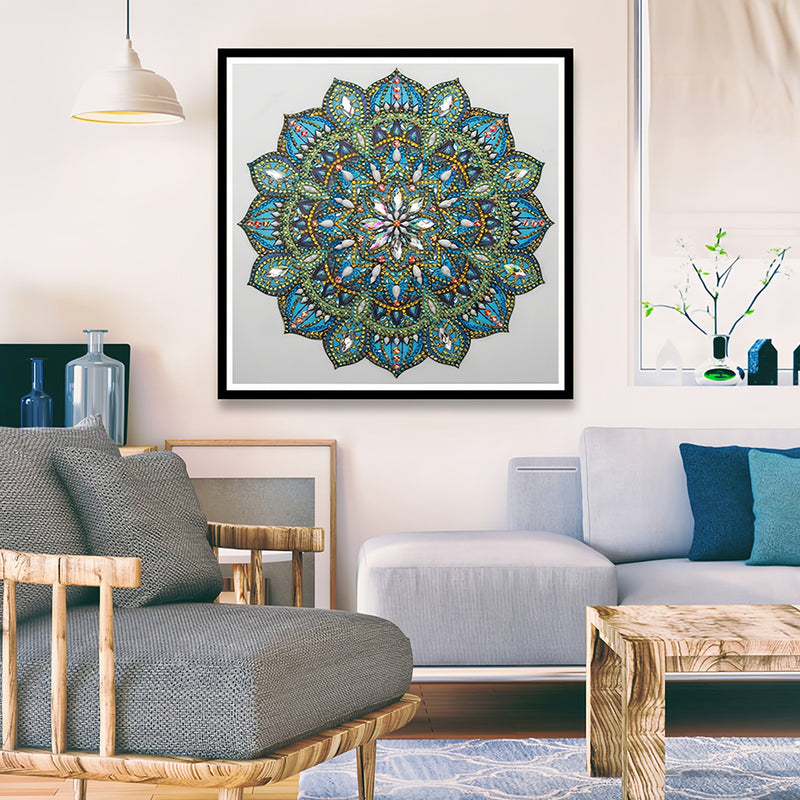 Green and Blue Mandala Special Shaped Drills Diamond Painting