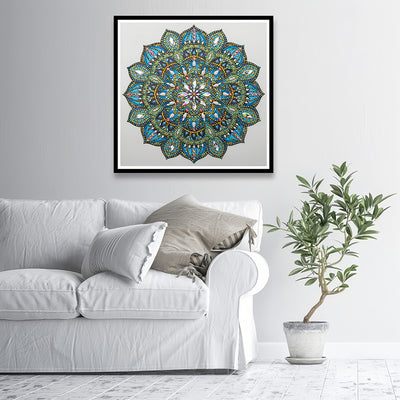 Green and Blue Mandala Special Shaped Drills Diamond Painting