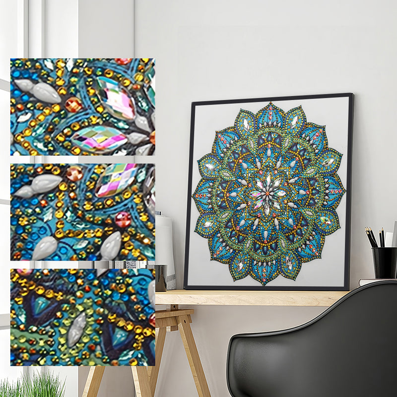 Green and Blue Mandala Special Shaped Drills Diamond Painting