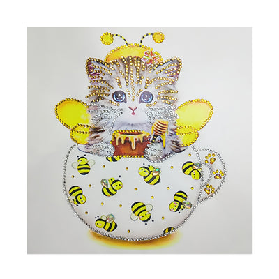 Yellow Bee Cup Cat Special Shaped Drills Diamond Painting