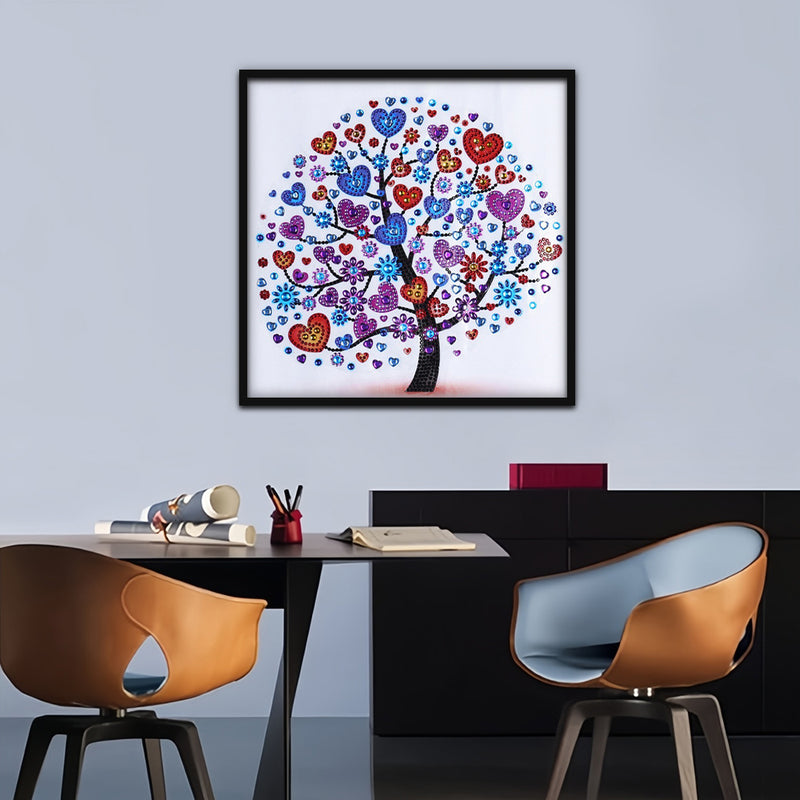 Colorful Heart Tree Special Shaped Drills Diamond Painting