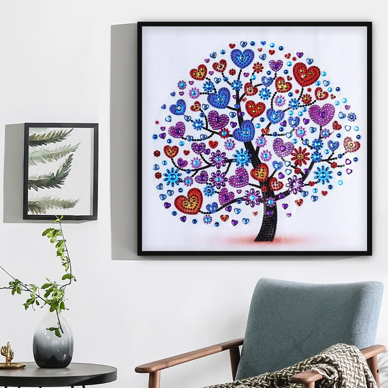 Colorful Heart Tree Special Shaped Drills Diamond Painting