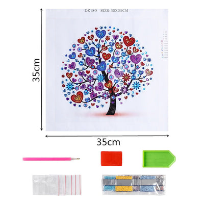 Colorful Heart Tree Special Shaped Drills Diamond Painting