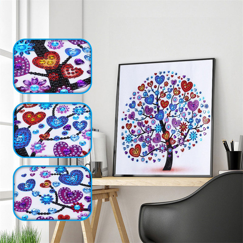 Colorful Heart Tree Special Shaped Drills Diamond Painting