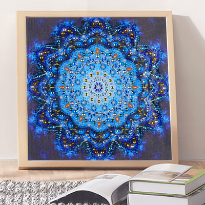 Shiny Blue Mandala Special Shaped Drills Diamond Painting