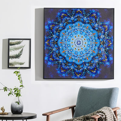 Shiny Blue Mandala Special Shaped Drills Diamond Painting