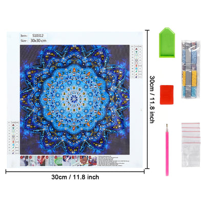 Shiny Blue Mandala Special Shaped Drills Diamond Painting