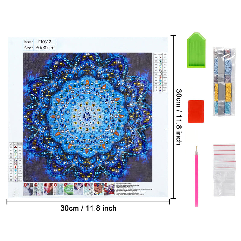 Shiny Blue Mandala Special Shaped Drills Diamond Painting